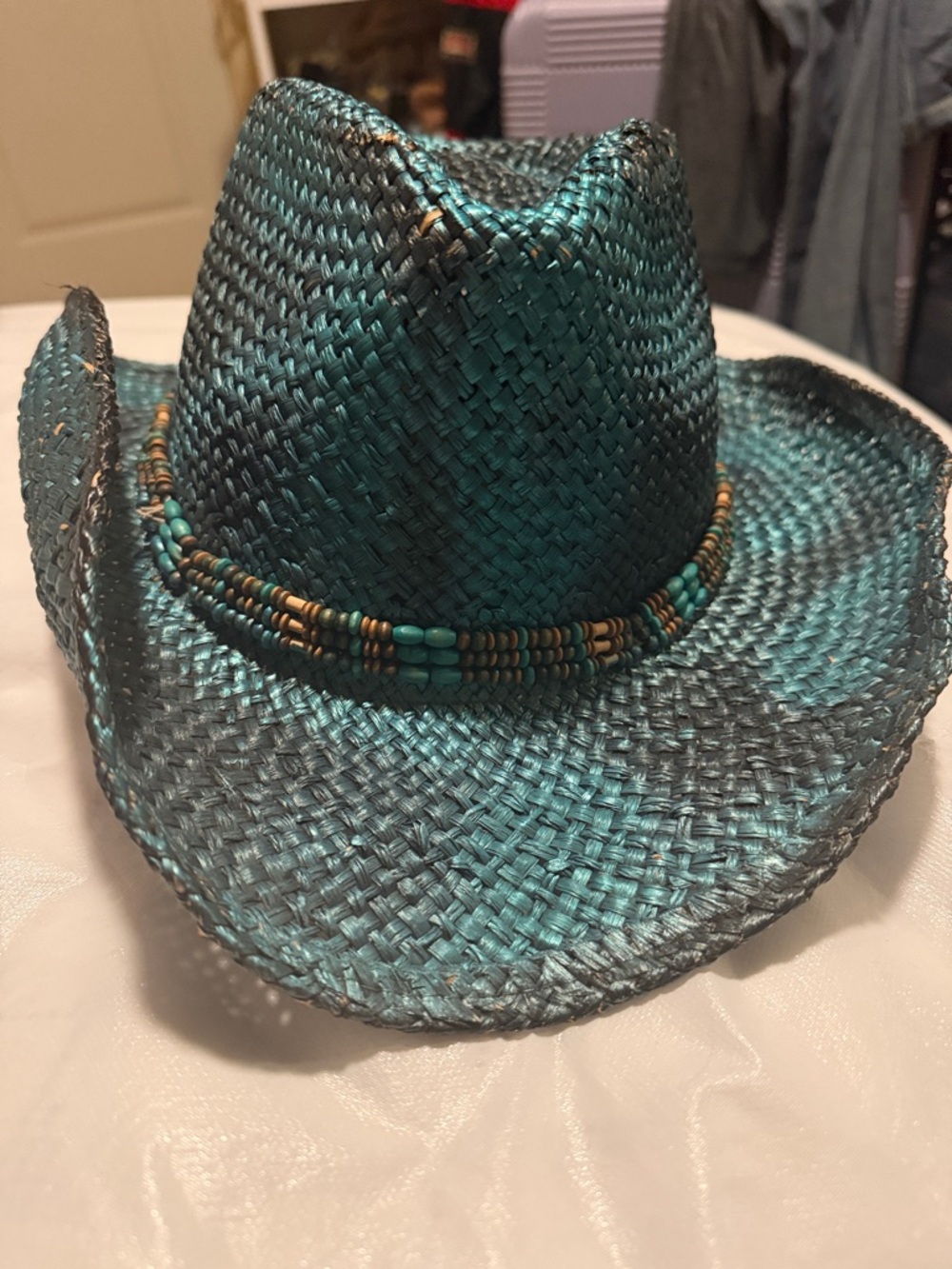 Turquoise Outback Straw Cowboy Hat